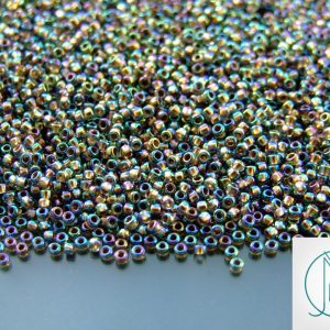 100g 999 Gold Lined Black Diamond Rainbow Toho Seed Beads 15/0 1.5mm WHOLESALE Michael's UK Jewellery