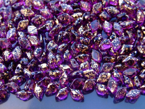 100g GemDuo Beads Gold Splash Amethyst WHOLESALE Michael's UK Jewellery