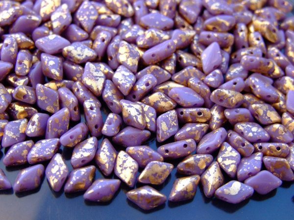 100g GemDuo Beads Gold Splash Purple Opaque WHOLESALE Michael's UK Jewellery