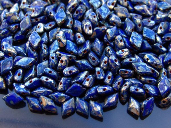 100g GemDuo Beads Opaque Blue Silver Picasso WHOLESALE Michael's UK Jewellery
