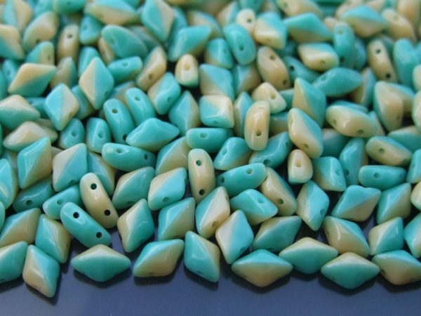 100g GemDuo Duets Beads Green Turquoise Ivory Opaque WHOLESALE Michael's UK Jewellery