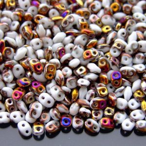 100g SuperDuo Beads Opaque White Sliperit WHOLESALE Michael's UK Jewellery