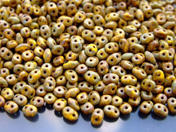 100g SuperDuo Beads Opaque Yellow Picasso WHOLESALE Michael's UK Jewellery