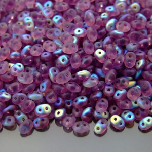 100g SuperDuo Beads Transparent Amethyst AB Matte WHOLESALE Michael's UK Jewellery