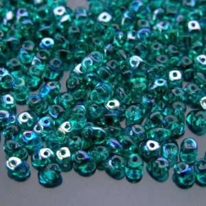 100g SuperDuo Beads Transparent Emerald AB WHOLESALE Michael's UK Jewellery