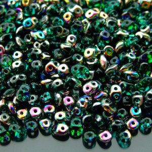 100g SuperDuo Beads Transparent Emerald Vitrail WHOLESALE Michael's UK Jewellery