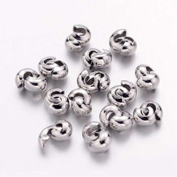 100x Platinum Iron 4mm Crimp Bead Covers Michael's UK Jewellery