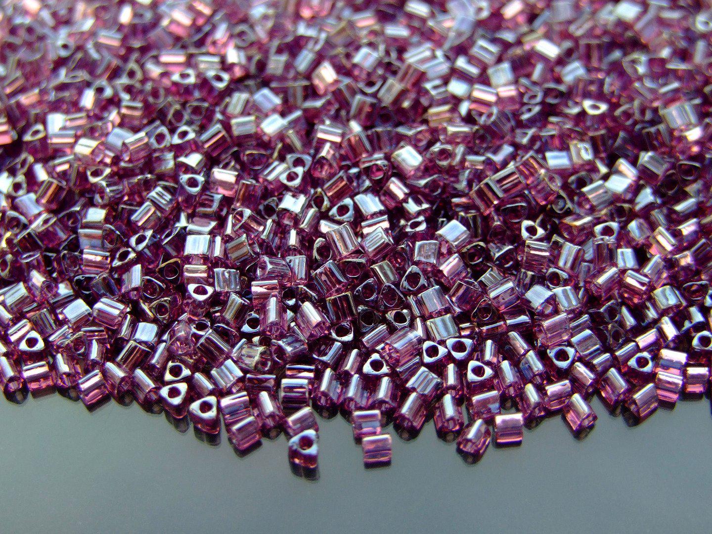 TOHO Triangle Beads 110B Transparent Lustered Medium Amethyst 11/0 beadsmouse.co.uk
