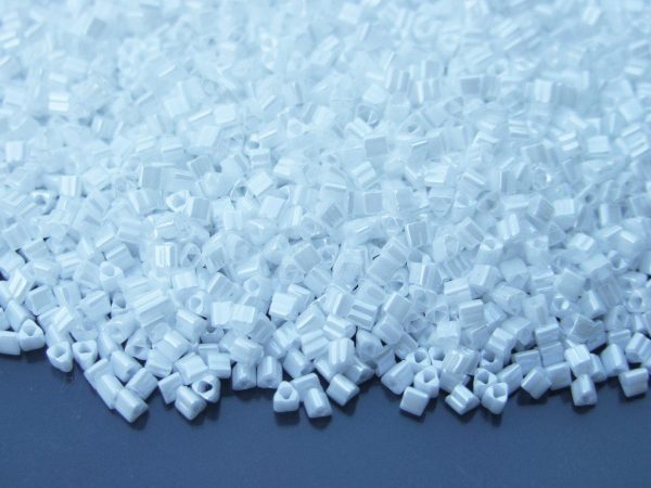 10g TOHO Beads Triangle 121 Opaque White Luster 11/0 beads mouse