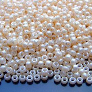 TOHO Seed Beads 123 Opaque Light Beige Luster 8/0 beads mouse