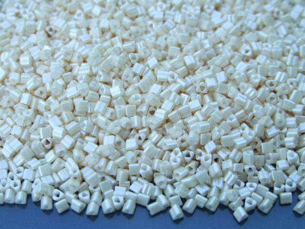 TOHO Triangle Beads 123 Opaque Light Beige Luster 11/0 beadsmouse.co.uk