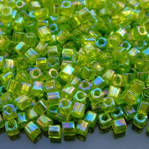 10g 164 Transparent Lime Green Rainbow Toho Cube Seed Beads 4mm Michael's UK Jewellery