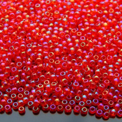 TOHO Seed Beads 165 Transparent Rainbow Light Siam Ruby 11/0 beads mouse
