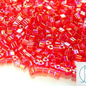 10g 165C Transparent Ruby Rainbow Toho Triangle Seed Beads 8/0 3mm Michael's UK Jewellery