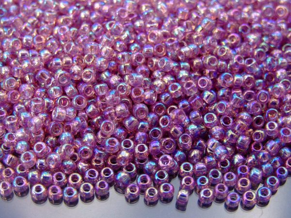 TOHO Seed Beads 166 Transparent Light Amethyst Rainbow 8/0 beads mouse