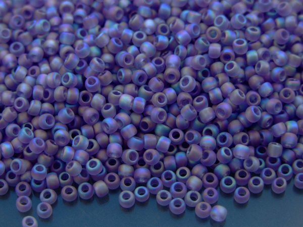 TOHO Seed Beads 166DF Transparent Frosted Light Tanzanite Rainbow 8/0 beads mouse