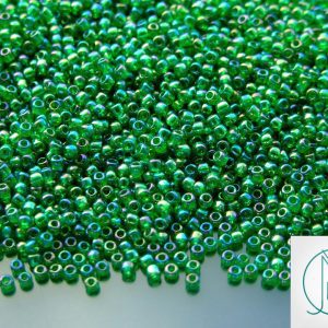20g TOHO Beads 167B Transparent Grass Green Rainbow 11/0