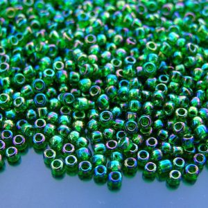 10g 167B Transparent Grass Green Rainbow Toho Seed Beads 8/0 3mm Michael's UK Jewellery