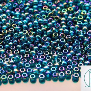 10g 167BD Transparent Teal Rainbow Toho Seed Beads 8/0 3mm Michael's UK Jewellery