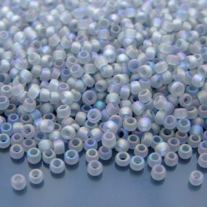 TOHO Seed Beads 176AF Transparent Rainbow Frosted Black Diamond 8/0 beads mouse