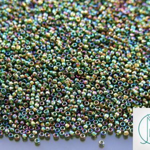 10g 180 Transparent Olivine Rainbow Toho Seed Beads 15/0 1.5mm Michael's UK Jewellery
