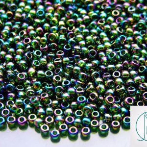 TOHO Seed Beads 180 Transparent Olivine Rainbow 8/0 beads mouse