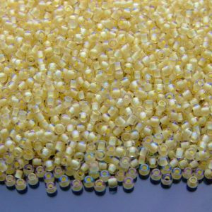 20g TOHO Beads 182 Inside Color Luster Cr. Op. Yellow Lined 11/0 beads mouse