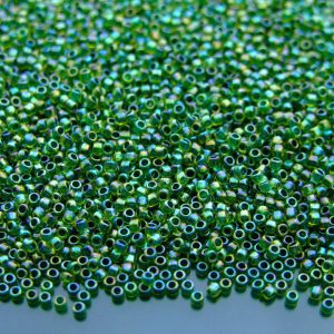 10g 1829 Inside Color Rainbow Jonquil/Forest Green Lined Toho Seed Beads 15/0 1.5mm Michael's UK Jewellery