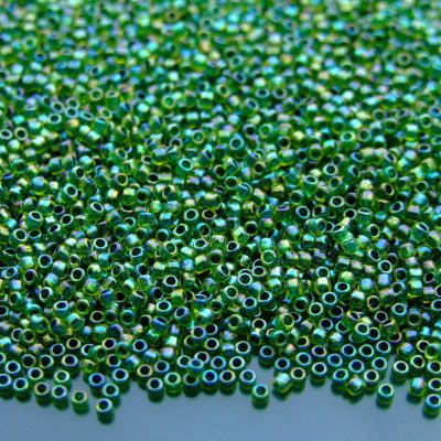 10g 1829 Inside Color Rainbow Jonquil/Forest Green Lined Toho Seed Beads 15/0 1.5mm Michael's UK Jewellery
