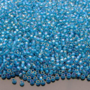 TOHO Seed Beads 183 Inside Color Luster Crystal Opaque Aqua Lined 11/0 beads mouse