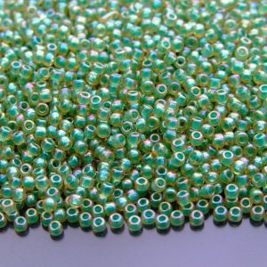 10g 1830 Inside Color Rainbow Light Jonquil/Mint Lined Toho Seed Beads 11/0 2.2mm Michael's UK Jewellery