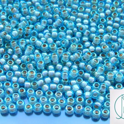 TOHO Seed Beads 1851 Inside Color Aqua Brick Rainbow 8/0 beads mouse
