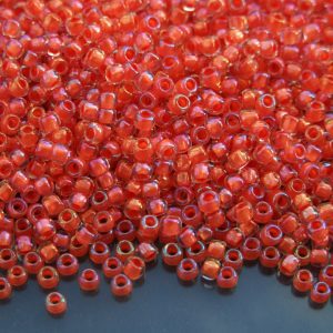 TOHO Seed Beads 190 Inside Color Luster Crystal Tropical Sunset Lined 8/0 beads mouse
