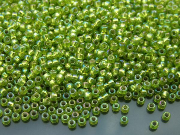 TOHO Seed Beads 2024 Silver Lined Rainbow Lime Green 8/0 beads mouse