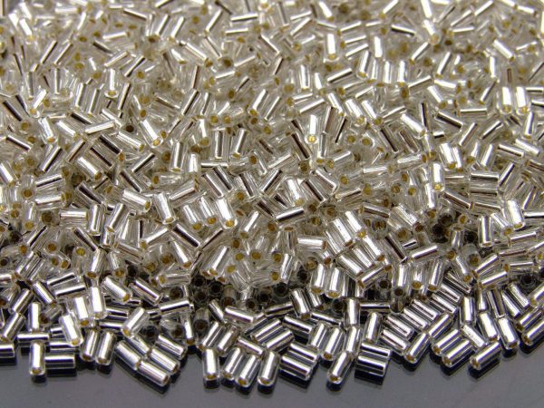10g Toho Bugle Beads 21 Silver Lined Crystal 3mm