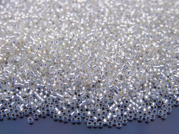10g 2100 Silver Lined Milky White Toho Seed Beads 15/0 1.5mm Michael's UK Jewellery