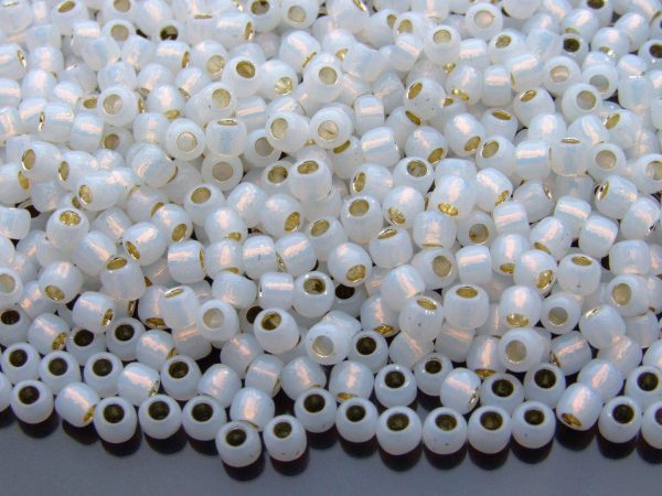 10g 2100 Silver Lined Milky White Toho Seed Beads Size 6/0 4mm Michael's UK Jewellery