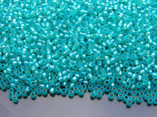 TOHO Seed Beads 2104 Silver Lined Milky Teal 11/0 beads mouse