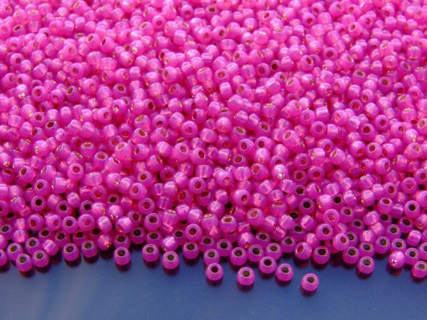 TOHO Seed Beads 2107 Silver Lined Milky Hot Pink 11/0 beads mouse