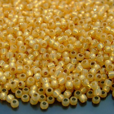 TOHO Seed Beads 2110 Silver Lined Milky Light Topaz 8/0 beads mouse