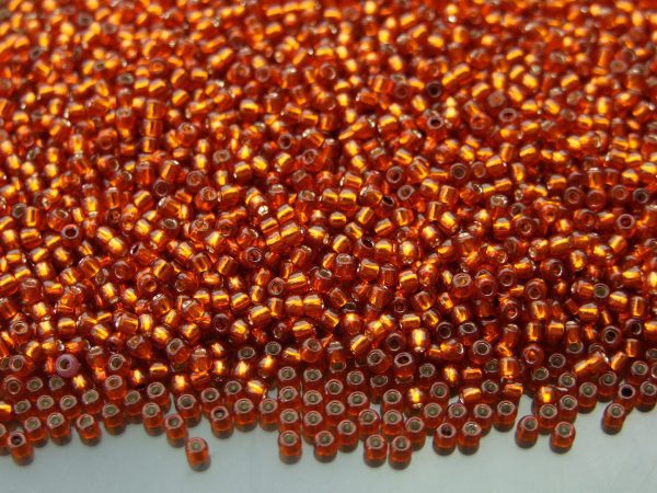 TOHO Seed Beads 2208 Silver Lined Burnt Orange 11/0 beads mouse