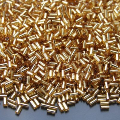 10g Toho Bugle Beads 22B Silver Lined Med. Topaz 3mm