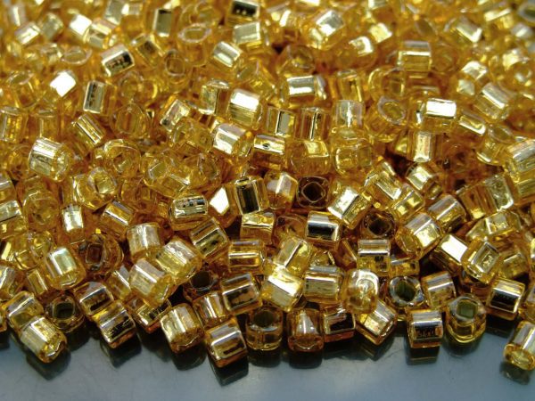 10g 22B Silver Lined Medium Topaz Toho Cube Seed Beads 4mm Michael's UK Jewellery