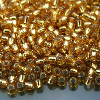 TOHO Seed Beads 22B Silver Lined Medium Topaz 6/0 beads mouse