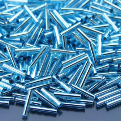 10g 23 Silver Lined Aquamarine Toho Bugle Seed Beads 9mm Michael's UK Jewellery
