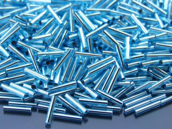 10g 23 Silver Lined Aquamarine Toho Bugle Seed Beads 9mm Michael's UK Jewellery