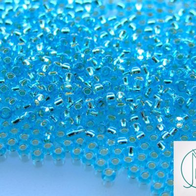 TOHO Seed Beads 23 Silver Lined Aquamarine 8/0 beads mouse