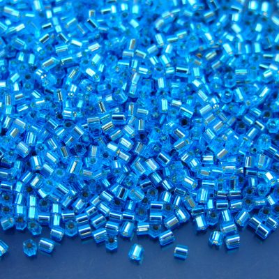 10g 23B Silver Lined Dark Aqua Toho Hexagon Seed Beads 11/0 2mm Michael's UK Jewellery