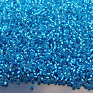 10g 23BF Silver Lined Frosted Dark Aquamarine Toho Seed Beads 15/0 1.5mm Michael's UK Jewellery