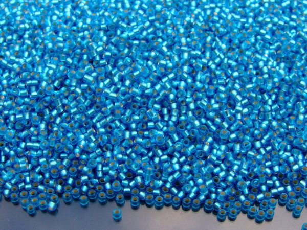 10g 23BF Silver Lined Frosted Dark Aquamarine Toho Seed Beads 15/0 1.5mm Michael's UK Jewellery